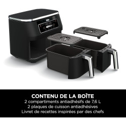 Ninja Foodi Dual Zone Air Fryer numérique, 2 tiroirs, 7,6L, 4-en-1 AF200EU | sans huile, Friture à air, Max Crisp, Rôtissage, Ré