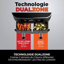 Ninja Foodi Dual Zone Air Fryer numérique, 2 tiroirs, 7,6L, 4-en-1 AF200EU | sans huile, Friture à air, Max Crisp, Rôtissage, Ré