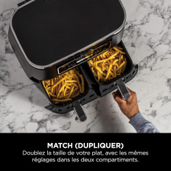 Ninja Foodi Dual Zone Air Fryer numérique, 2 tiroirs, 7,6L, 4-en-1 AF200EU | sans huile, Friture à air, Max Crisp, Rôtissage, Ré