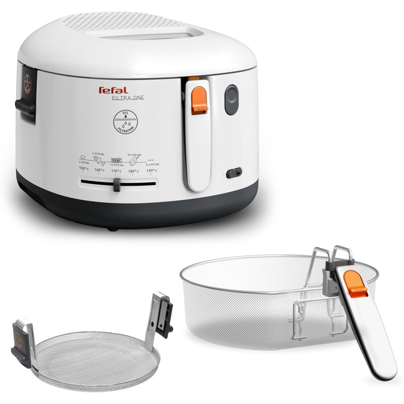 Tefal - Filtra One - Friteuse classique - 2,1L - Blanc | Friteuse électrique avec huile - Système de filtration breveté pour éli