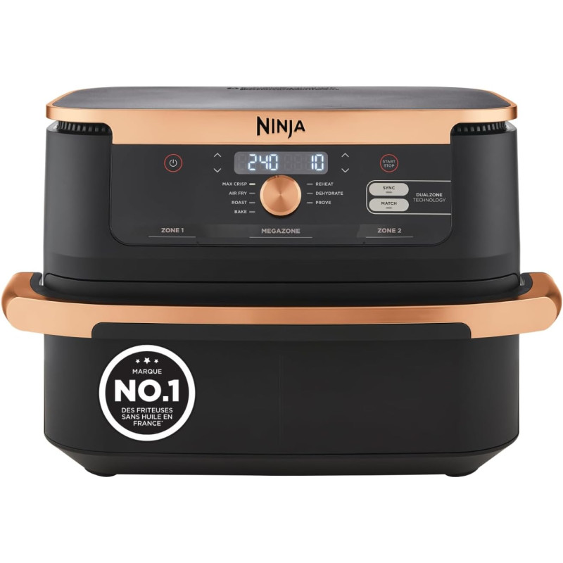 Ninja Foodi FlexDrawer Air Fryer 2 Compartiments, 10,4L, 7 en 1 AF500EUCP | Séparateur Amovible Grande Capacité de 10.4L, Air Fr