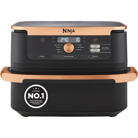 Ninja Foodi FlexDrawer Air Fryer 2 Compartiments, 10,4L, 7 en 1 AF500EUCP | Séparateur Amovible Grande Capacité de 10.4L, Air Fr