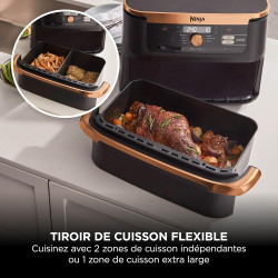 Ninja Foodi FlexDrawer Air Fryer 2 Compartiments, 10,4L, 7 en 1 AF500EUCP | Séparateur Amovible Grande Capacité de 10.4L, Air Fr