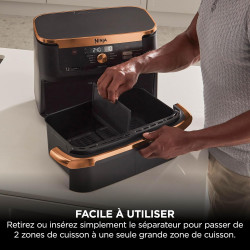 Ninja Foodi FlexDrawer Air Fryer 2 Compartiments, 10,4L, 7 en 1 AF500EUCP | Séparateur Amovible Grande Capacité de 10.4L, Air Fr