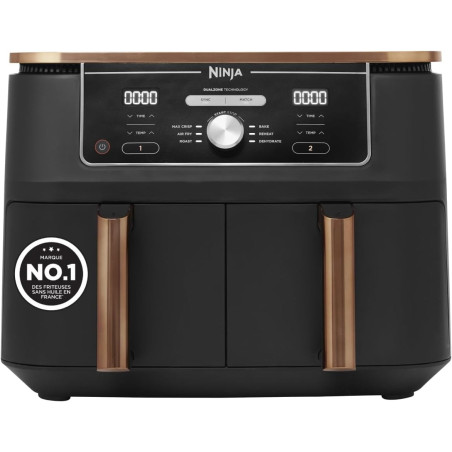 Ninja Foodi MAX Dual Zone Air Fryer, 2 Tiroirs, 9,5L, 6-en-1 AF400EUCP | Sans Huile, Air Fry, Max Crisp, Rôtir, Cuire, Paniers A