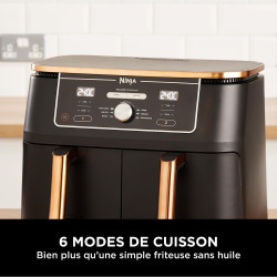 Ninja Foodi MAX Dual Zone Air Fryer, 2 Tiroirs, 9,5L, 6-en-1 AF400EUCP | Sans Huile, Air Fry, Max Crisp, Rôtir, Cuire, Paniers A