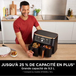 Ninja Foodi MAX Dual Zone Air Fryer, 2 Tiroirs, 9,5L, 6-en-1 AF400EUCP | Sans Huile, Air Fry, Max Crisp, Rôtir, Cuire, Paniers A