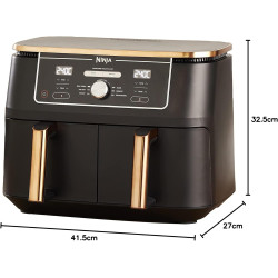 Ninja Foodi MAX Dual Zone Air Fryer, 2 Tiroirs, 9,5L, 6-en-1 AF400EUCP | Sans Huile, Air Fry, Max Crisp, Rôtir, Cuire, Paniers A