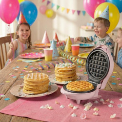 Bestron Mini gaufrier pour gaufres classiques, Machine à petit gaufres avec revêtement anti-adhésif, pour les anniversaires d'en