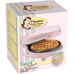 Bestron Mini gaufrier pour gaufres classiques, Machine à petit gaufres avec revêtement anti-adhésif, pour les anniversaires d'en