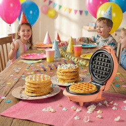 Bestron mini gaufrier pour gaufres classiques, petit gaufrier avec revêtement anti-adhésif, pour les anniversaires d'enfants, le
