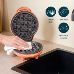 Bestron mini gaufrier pour gaufres classiques, petit gaufrier avec revêtement anti-adhésif, pour les anniversaires d'enfants, le