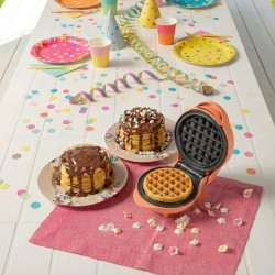 Bestron mini gaufrier pour gaufres classiques, petit gaufrier avec revêtement anti-adhésif, pour les anniversaires d'enfants, le