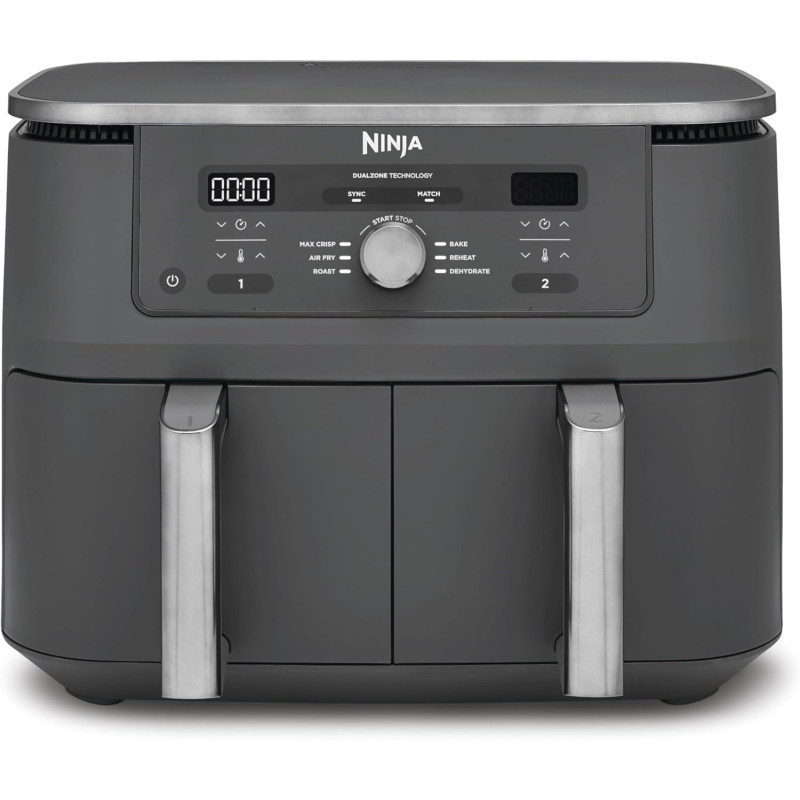 Ninja Air Fryer Dual Zone MAX numérique, Friteuse à air chaud, 6en1 DZ400EU | grande capacité, 9,5 L, Sans huile, Air Fry, Crous