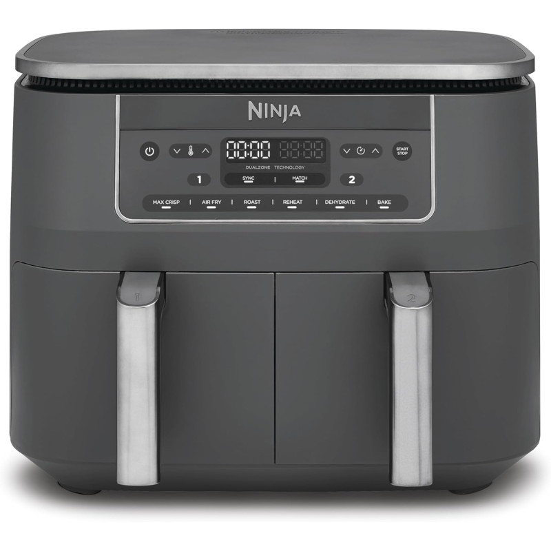 Ninja Air Fryer Dual Zone numérique, Friteuse à air 7,6L DZ300EU | 2 compartiments, 6-en-1, Friteuse sans huile, Croustillant ma