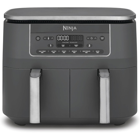 Ninja Air Fryer Dual Zone numérique, Friteuse à air 7,6L DZ300EU | 2 compartiments, 6-en-1, Friteuse sans huile, Croustillant ma