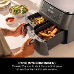 Ninja Air Fryer Dual Zone numérique, Friteuse à air 7,6L DZ300EU | 2 compartiments, 6-en-1, Friteuse sans huile, Croustillant ma