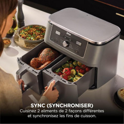 Ninja Air Fryer Dual Zone MAX numérique, Friteuse à air chaud DZ400EUSTGD | 6 en 1, grande capacité, 9,5 L, Sans huile, Air Fry,