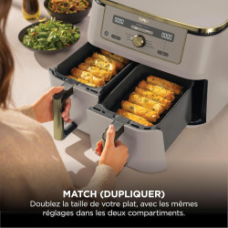 Ninja Air Fryer Dual Zone MAX numérique, Friteuse à air chaud DZ400EUSTGD | 6 en 1, grande capacité, 9,5 L, Sans huile, Air Fry,