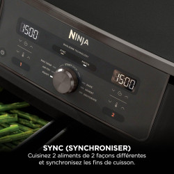 Ninja MAX DualZone Air Fryer XL numérique, deux compartiments, 9,5 L, 6-en-1, Air Fry, Max Crisp, Roast, Bake, Reheat, Dehydrate