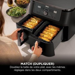 Ninja MAX DualZone Air Fryer XL numérique, deux compartiments, 9,5 L, 6-en-1, Air Fry, Max Crisp, Roast, Bake, Reheat, Dehydrate