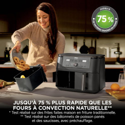 Ninja MAX DualZone Air Fryer XL numérique, deux compartiments, 9,5 L, 6-en-1, Air Fry, Max Crisp, Roast, Bake, Reheat, Dehydrate