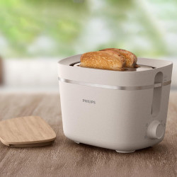 Philips Grille-pain Édition Eco Conscious, 2 Fentes, 8 Réglages, Réchauffe-Viennoiseries, Décongélation, Fabriqué à partir d'Hui