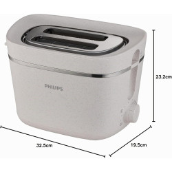Philips Grille-pain Édition Eco Conscious, 2 Fentes, 8 Réglages, Réchauffe-Viennoiseries, Décongélation, Fabriqué à partir d'Hui