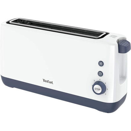 Tefal - Grille-pain compact 1 fente extra-large - 850w - Blanc | Grille-pain capable de griller toasts et baguettes - 7 niveaux 