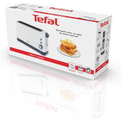 Tefal - Grille-pain compact 1 fente extra-large - 850w - Blanc | Grille-pain capable de griller toasts et baguettes - 7 niveaux 