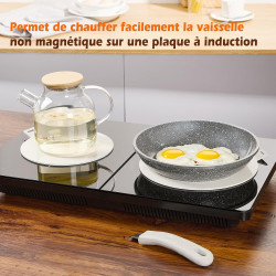 ACTIV CUISINE Adaptateur Induction Disque Plaque 20CM de Diffusion de Chaleur en acier inoxydable, avec poignée et Base séparabl