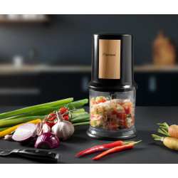 Bestron hachoir électrique, mini hachoir idéal pour les légumes, les oignons, Deux lames de coupe & capacité de 500 ml, Coleur: 