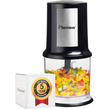 Bestron hachoir électrique, mini hachoir idéal pour les légumes, les oignons, Deux lames de coupe & capacité de 500 ml, Coleur: 