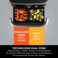 Ninja Foodi FlexDrawer Air Fryer 2 Compartiments, 10,4L, 7 en 1 AF500EU | Séparateur Amovible Grande Capacité de 10.4L, Air Frye