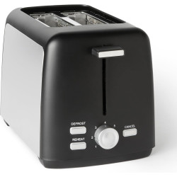 Amazon Basics Grille-Pain 2 Tranches avec 7 Niveaux de Dorage et Tiroir Ramasse-miettes Amovible, Fentes Extra Larges, 800W, Noi