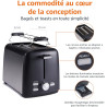 Amazon Basics Grille-Pain 2 Tranches avec 7 Niveaux de Dorage et Tiroir Ramasse-miettes Amovible, Fentes Extra Larges, 800W, Noi