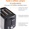 Amazon Basics Grille-Pain 2 Tranches avec 7 Niveaux de Dorage et Tiroir Ramasse-miettes Amovible, Fentes Extra Larges, 800W, Noi