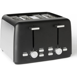 Amazon Basics Grille-Pain 4 Tranches avec 7 Niveaux de Dorage et Tiroir Ramasse-miettes Amovible, Fentes Extra Larges, 1500W, No