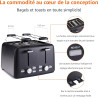 Amazon Basics Grille-Pain 4 Tranches avec 7 Niveaux de Dorage et Tiroir Ramasse-miettes Amovible, Fentes Extra Larges, 1500W, No