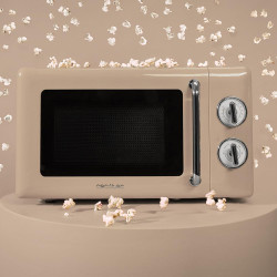 Cecotec micro-ondes 20l avec gril proclean 3110 retro beige | commandes mécaniques, 6 niveaux, minuterie 30 min, éclairage intér