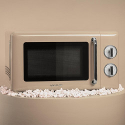 Cecotec micro-ondes 20l avec gril proclean 3110 retro beige | commandes mécaniques, 6 niveaux, minuterie 30 min, éclairage intér