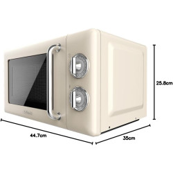 Cecotec micro-ondes 20l avec gril proclean 3110 retro beige | commandes mécaniques, 6 niveaux, minuterie 30 min, éclairage intér