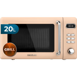Cecotec micro-ondes avec gril 20 l proclean 5110 retro beige 700w | numérique, 5 niveaux de puissance, 8 programmes automatiques