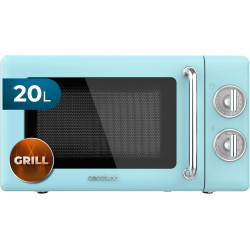 Cecotec micro-ondes 20l avec gril proclean 3110 retro bleu | commandes mécaniques, 6 niveaux, minuterie 30 min, éclairage intéri