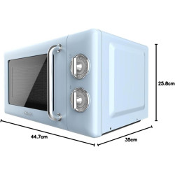 Cecotec micro-ondes 20l avec gril proclean 3110 retro bleu | commandes mécaniques, 6 niveaux, minuterie 30 min, éclairage intéri