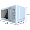 Cecotec micro-ondes 20l avec gril proclean 3110 retro bleu | commandes mécaniques, 6 niveaux, minuterie 30 min, éclairage intéri