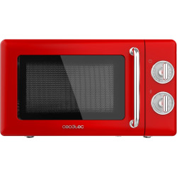 Cecotec micro-ondes 20l avec gril proclean 3110 retro rouge | commandes mécaniques, 6 niveaux, minuterie 30 min, éclairage intér