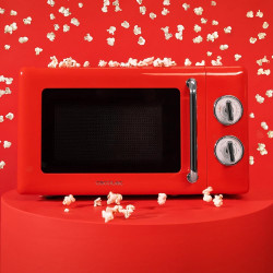 Cecotec micro-ondes 20l avec gril proclean 3110 retro rouge | commandes mécaniques, 6 niveaux, minuterie 30 min, éclairage intér
