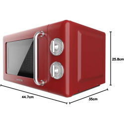 Cecotec micro-ondes 20l avec gril proclean 3110 retro rouge | commandes mécaniques, 6 niveaux, minuterie 30 min, éclairage intér