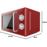 Cecotec micro-ondes 20l avec gril proclean 3110 retro rouge | commandes mécaniques, 6 niveaux, minuterie 30 min, éclairage intér